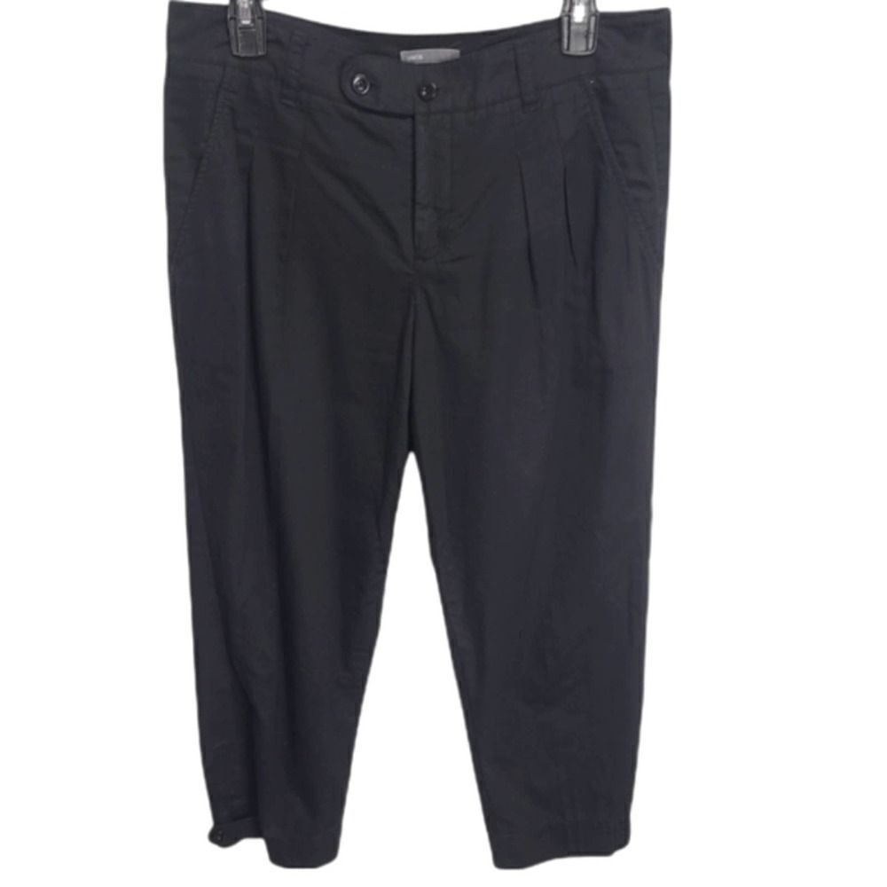 Vince Black Capri Pleated Pants Size 8 100% Cotton